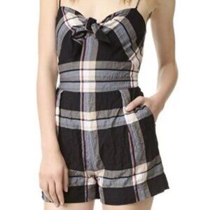 Club Monaco Abani Plaid Romper Cotton Blend Size 4 Summer Preppy Coastal